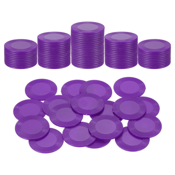 Uxcell 100 Pack Plastic Poker Chips, 1 Inch Mini Bingo Chips Learning Counters Counting Counters Disks Markers Opaque Game Tokens for Game Play Math Counting, Purple, Pattern