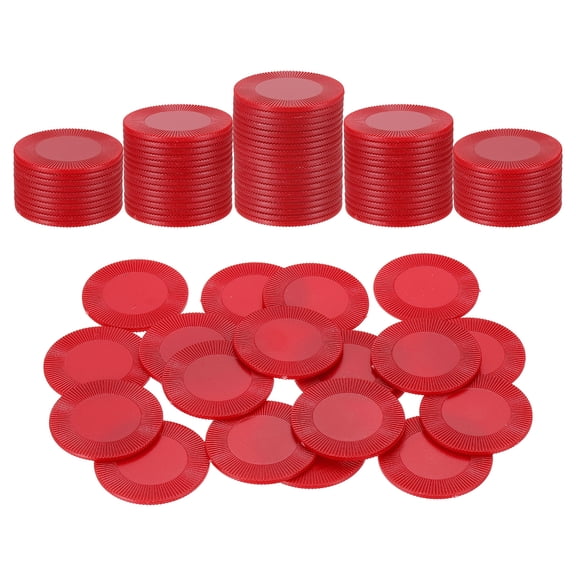 Uxcell 100 Pack Plastic Poker Chips, 1 Inch Mini Bingo Chips Learning Counters Counting Counters Disks Markers Opaque Game Tokens for Game Play Math Counting, Red, Pattern
