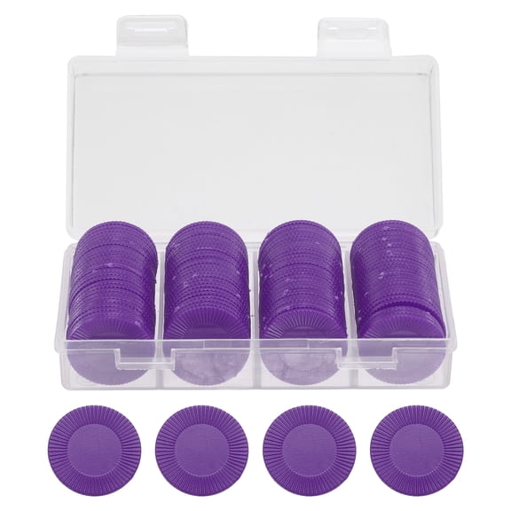 Uxcell 100 Pack Plastic Poker Chips, 25mm Mini Bingo Chips Learning Counters Counting Chips Counters Disks Markers Opaque Game Tokens with Storage Box for Game Play Math Counting, Purple