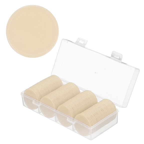 Uxcell 100 Pack Plastic Poker Chips, 37mm Blank Mini Bingo Chips Learning Counters Disks Markers Opaque Game Tokens with Storage Box for Game Math Counting Tokens, Khaki