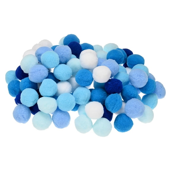 Uxcell 100-Pack Pom Poms for Craft, 1.18" (30mm) Polyester Blue Series Soft and Fluffy Pompom Multicolor PomPoms Balls