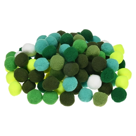 Uxcell 100-Pack Pom Poms for Craft, 1.18" (30mm) Polyester Green Series Soft and Fluffy Pompom Multicolor PomPoms Balls