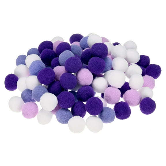 Uxcell 100-Pack Pom Poms for Craft, 1" (25mm) Polyester Purple Series Soft and Fluffy Pompom Multicolor PomPoms Balls
