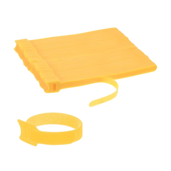 Uxcell 100-Pack Reusable Cable Ties 7.9 in Fastening Adjustable Hook and Loop Tie Wrap for Office, Yellow
