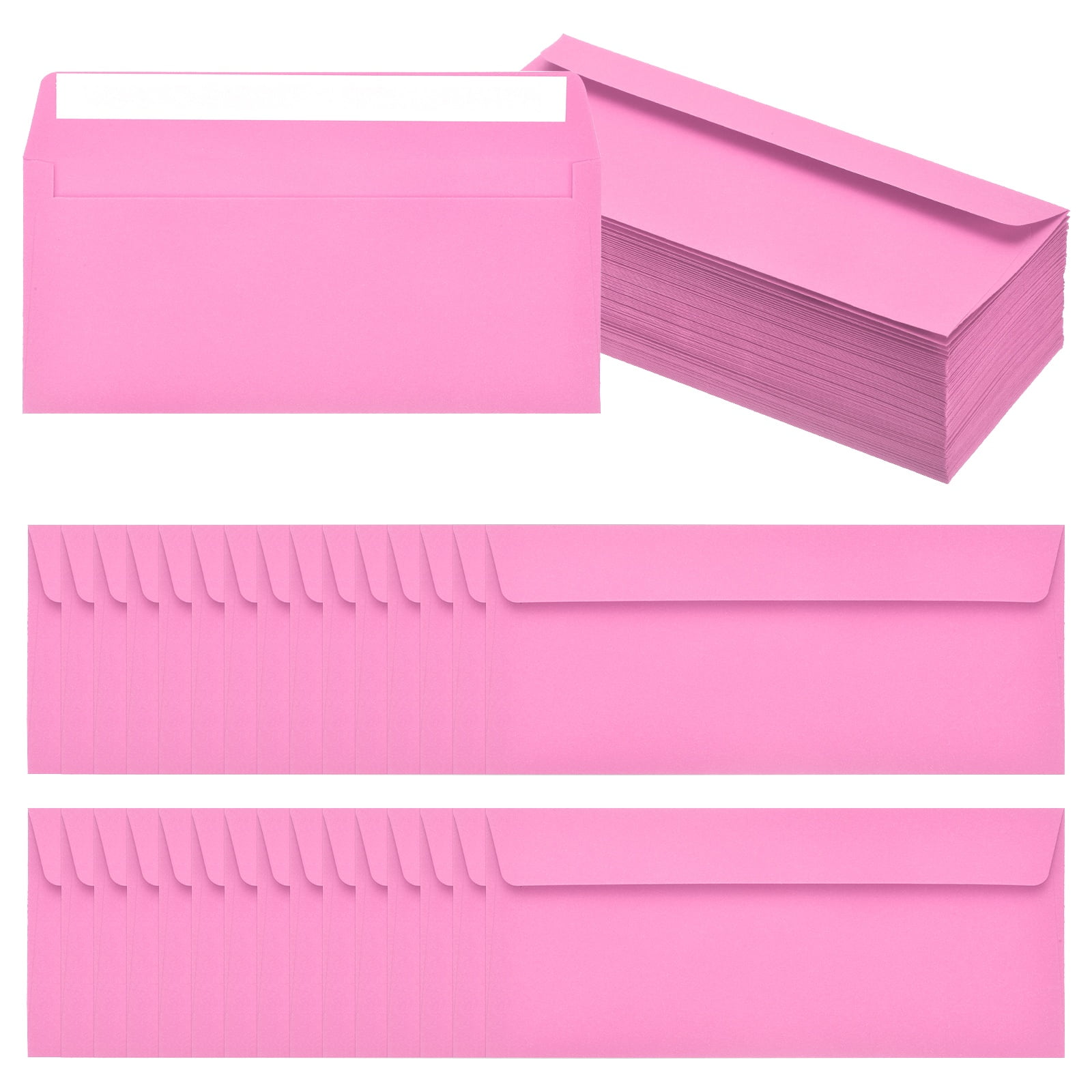 Uxcell 100 Pack Rose #10 Business Envelopes, Colored Self Seal Letter Size