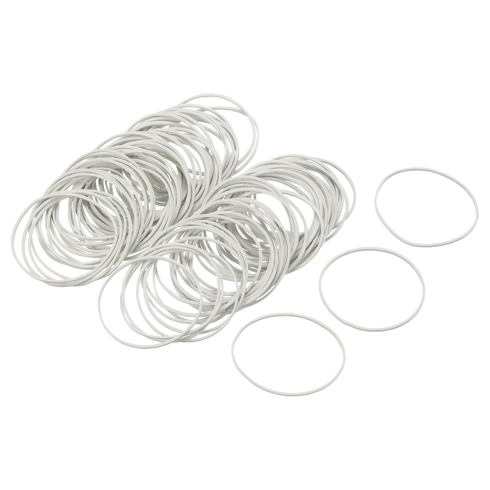 Uxcell 100 Pack Rubber Band Stretchable Rubber Elastic Band White 32mm x 1mm Hair Rubber Bands for Home Office