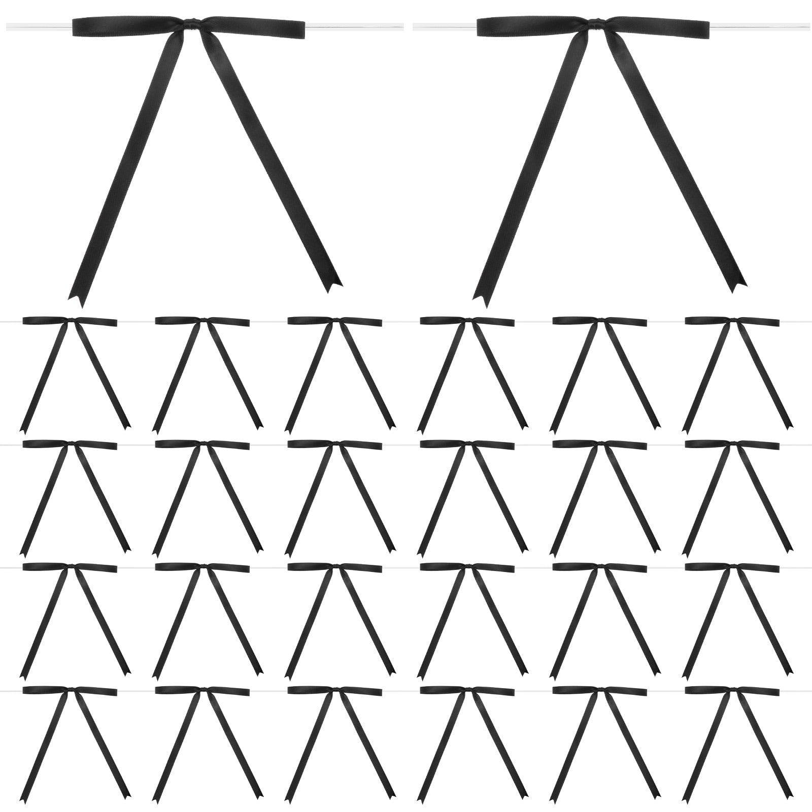 Uxcell 100-Pack Satin Ribbon Twist Tie Bows, 7x5 Inch Bow Twist Ties for Craft DIY/Baked Goods/Gifts [Black]