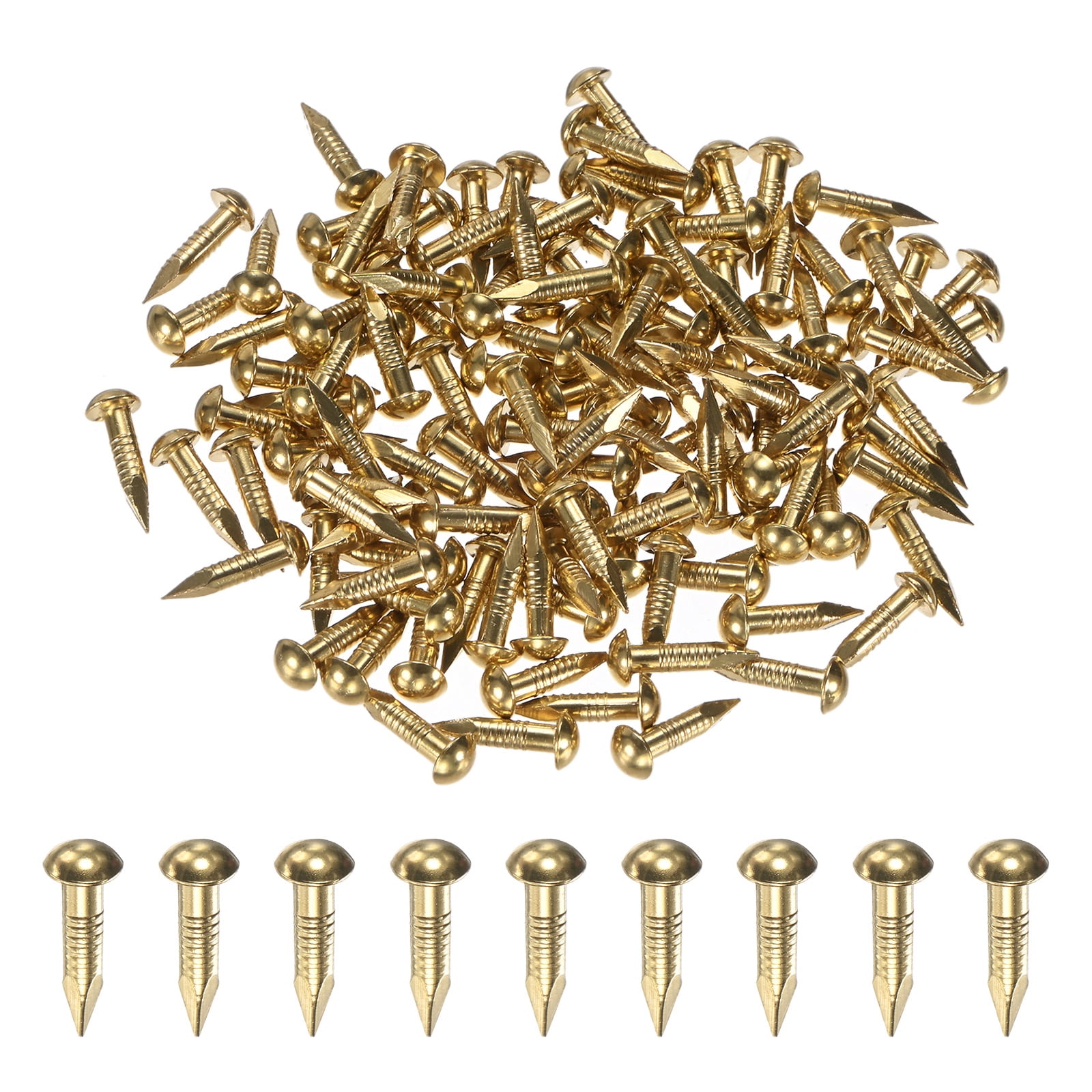 Uxcell 160-Pack Tiny Brass Nails – 1.5mm X 10mm, Round Head, Corrosion-Resistant, For Wooden DIY, Decorative Boxes, Craft Projects, Brass Tone