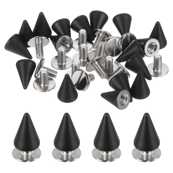 Uxcell 100-Pack Spike Cone Studs 6x6 mm Plastic with Hole for Garments/Shoes/Bags/DIY Leather Craft Gold