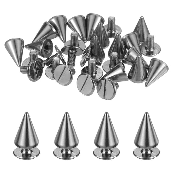 Uxcell 100-Pack Spike Cone Studs 6x6 mm Plastic with Hole for Garments/Shoes/Bags/DIY Leather Craft Gold