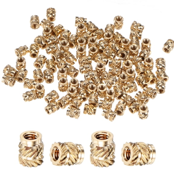 Uxcell 100-Pack Threaded Inserts - M2 x 4mm Brass Heat Set Insert Nuts 3.5mm OD