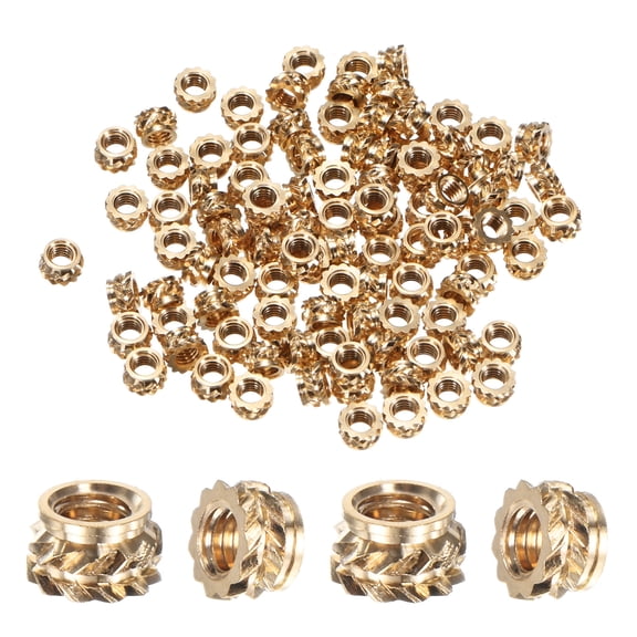 Uxcell 100-Pack Threaded Inserts - M3 x 3mm Brass Heat Set Insert Nuts 5mm OD