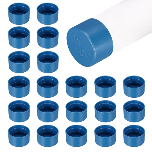 Uxcell 100 Pack Tube End Cap Plastic Hole Plugs, 1.42" x 0.79" Round Tube Pipe Cap Cover Screw Thread Protective Sleeve Fit 1.34" OD Tube for Tubing, Fence Railing, Pipe Post, Blue