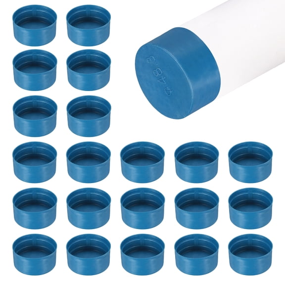 Uxcell 100 Pack Tube End Cap Plastic Hole Plugs, 1.97" x 0.98" Round Tube Pipe Cap Cover Screw Thread Protective Sleeve Fit 1.89" OD Tube for Tubing, Fence Railing, Pipe Post, Blue