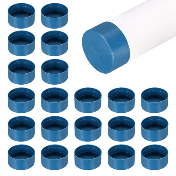 Uxcell 100 Pack Tube End Cap Plastic Hole Plugs, 2.05" x 0.98" Round Tube Pipe Cap Cover Screw Thread Protective Sleeve Fit 1.97" OD Tube for Tubing, Fence Railing, Pipe Post, Blue