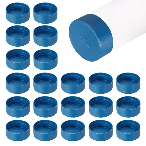 Uxcell 100 Pack Tube End Cap Plastic Hole Plugs, 2.32" x 0.91" Round Tube Pipe Cap Cover Screw Thread Protective Sleeve Fit 2.24" OD Tube for Tubing, Fence Railing, Pipe Post, Blue