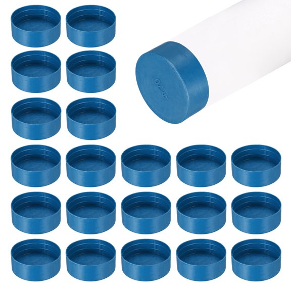 Uxcell 100 Pack Tube End Cap Plastic Hole Plugs, 2.83" x 1.06" Round Tube Pipe Cap Cover Screw Thread Protective Sleeve Fit 2.76" OD Tube for Tubing, Fence Railing, Pipe Post, Blue