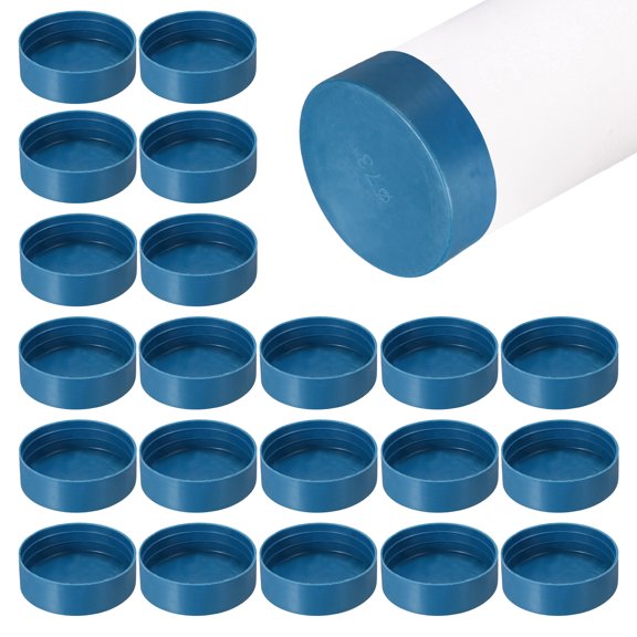 Uxcell 100 Pack Tube End Cap Plastic Hole Plugs, 2.95" x 0.94" Round Tube Pipe Cap Cover Screw Thread Protective Sleeve Fit 2.87" OD Tube for Tubing, Fence Railing, Pipe Post, Blue