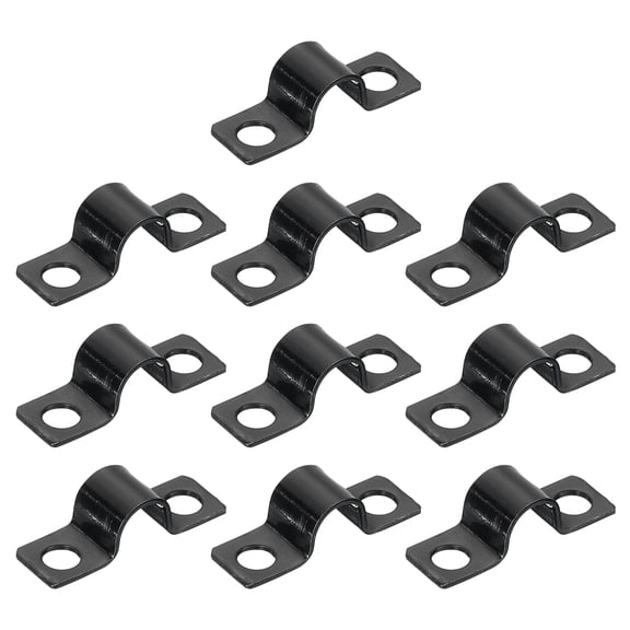 Uxcell 100 Pack U-Shaped Pipe Clamp, 5/16 Inch(8mm) 2 Hole U-Tube Strap Clamp Heavy Duty Connector Bracket for Conduit Cables Wire Cord, Black