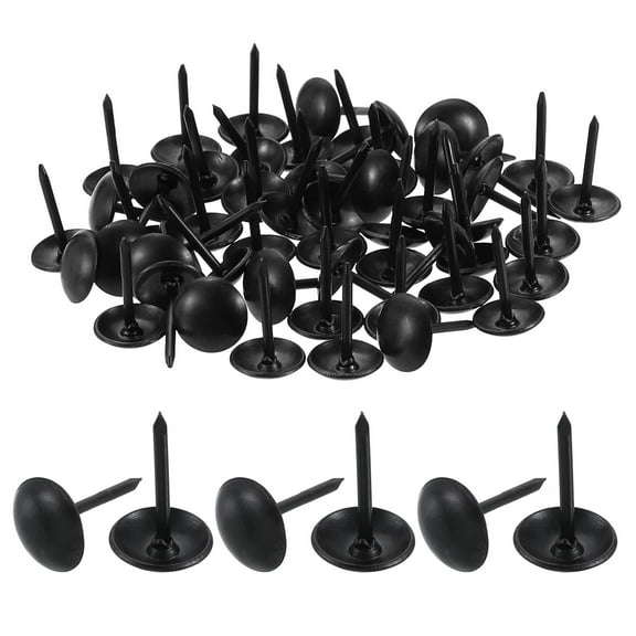 Uxcell 100 pack Upholstery Tacks, 9 x 13mm Round Head Upholstery Nails Pins Vintage Decorative Furniture Tacks for Chairs Sofas Beds DIY Project, Black