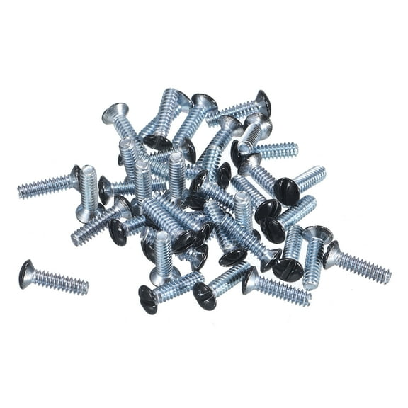 Uxcell 100 Pack Wall Plate Screws, 9/16" Long 6-32 Thread Outlet Screws Black Oval Head Milled Slot Panel Switch Plate Screws for Wall Light Electrical Cover Panel Replacement
