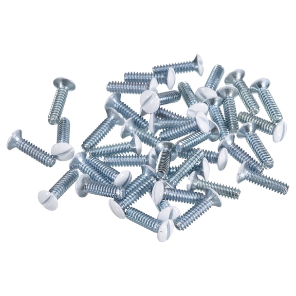 Uxcell 100 Pack Wall Plate Screws, 9/16" Long 6-32 Thread Outlet Screws White Oval Head Milled Slot Panel Switch Plate Screws for Wall Light Electrical Cover Panel Replacement