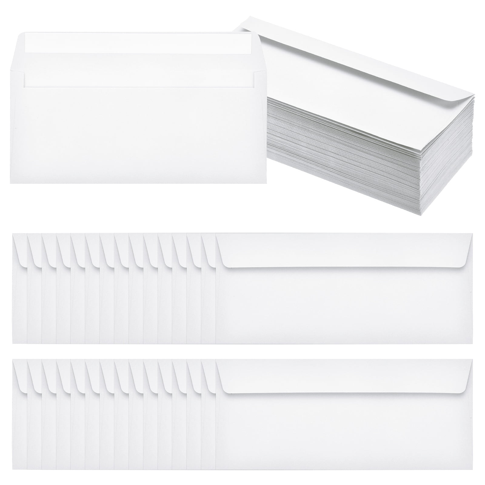 Uxcell 100 Pack White #10 Business Envelopes, Colored Self Seal Letter Size