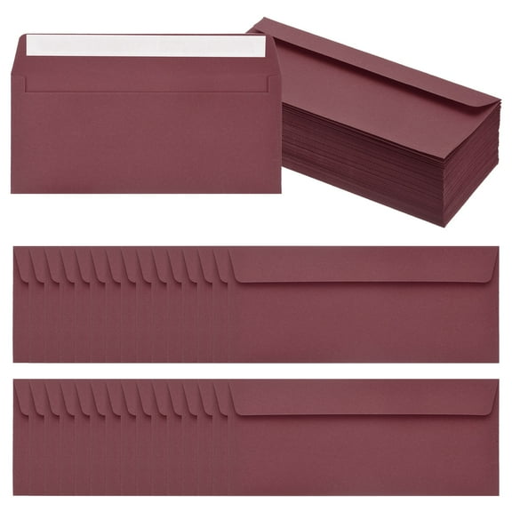 Uxcell 100 Pack Wine Red #10 Business Envelopes, Colored Self Seal Letter Size