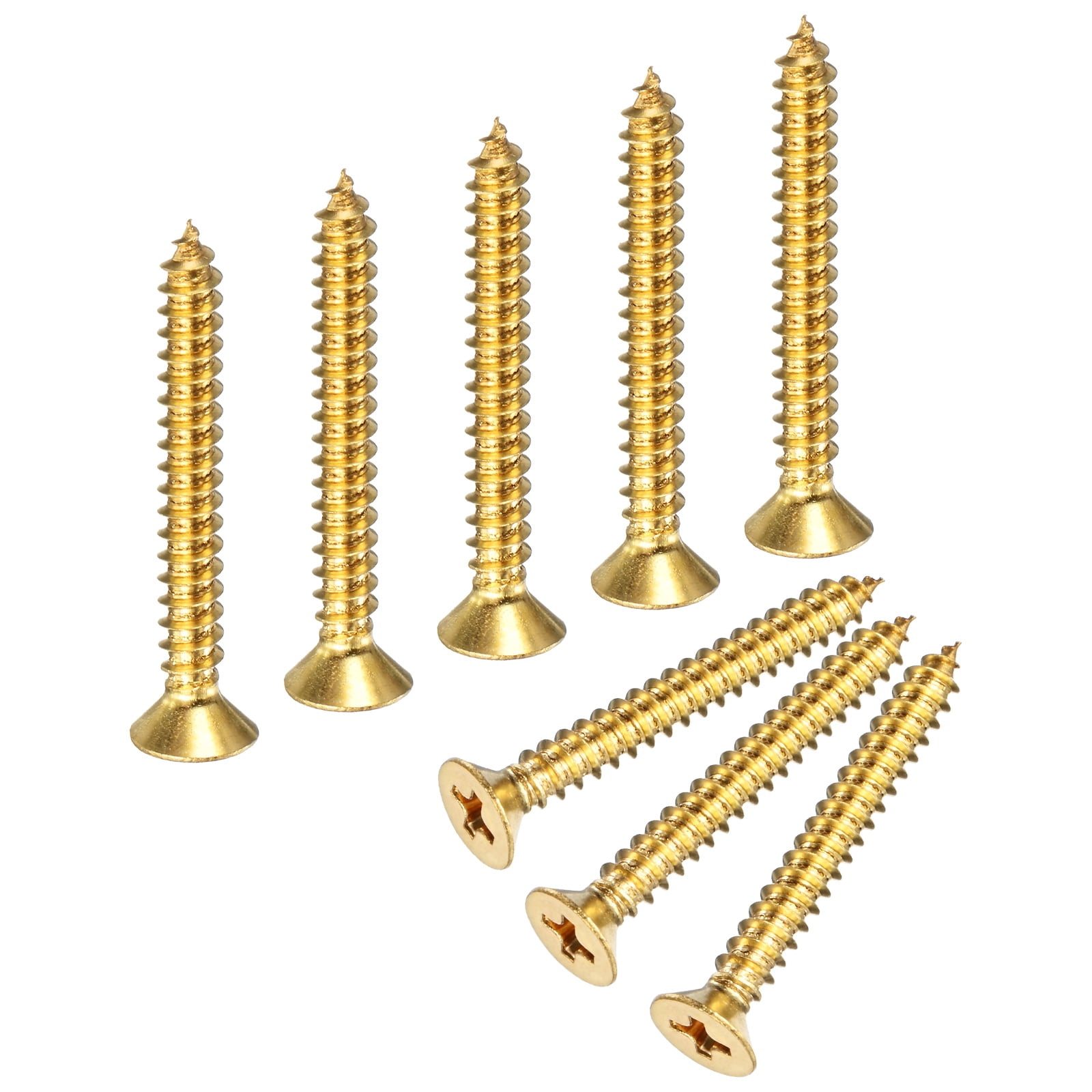 Uxcell 100-Pack Wood Screws, M4 x 30mm Brass Phillips Flat Head