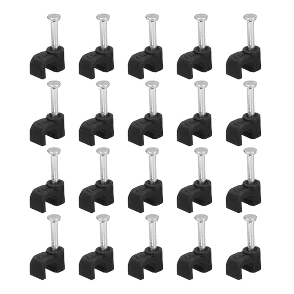 Uxcell 100 Packs 0.16 Inch Cable Clips, Ethernet Cable Clamps with Steel Nails, Black