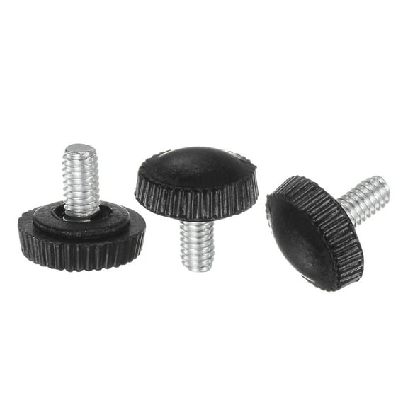 Uxcell 100 Packs M4 x 7mm Metric Male Thread Knurled Knobs Thumb Screw Clamping Knobs Grip Black