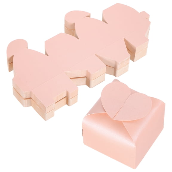 Uxcell 100 Pcs 2.3x2.3x1.6 Inch Pearlescent Paper Favor Boxes Pink Cube Mini Candy Treat Gift Boxes with Heart Fold Top for Wedding Party Birthday Valentine Holiday Favors Uxcell