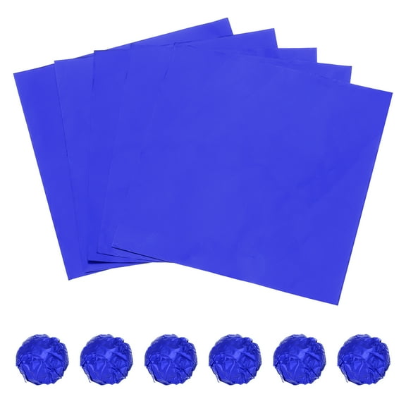 Uxcell 100 Pcs 3.5 x 3.5 Inch Square Aluminum Foil Candy Wrappers, Blue