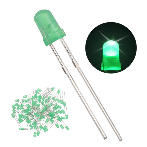 Uxcell 100 Pcs 3mm Green LED Diode Lights Round Transparent DC 3V High Brightness Lighting Bulb Lamps for Electronics Components Light Emitting Diodes(Blinking Green)