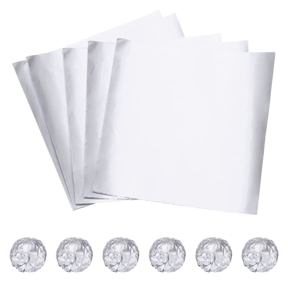 Uxcell 100 Pcs 5 x 5 Inch Square Aluminum Foil Candy Wrappers, Silver Tone
