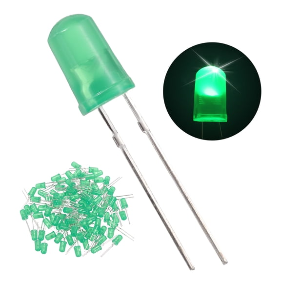 Uxcell 100 Pcs 5mm Green LED Diode Lights Round Transparent DC 3V High Brightness Lighting Bulb Lamps for Electronics Components Light Emitting Diodes(Blinking Green)