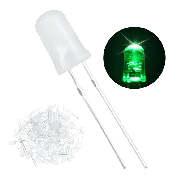 Uxcell 100 Pcs 5mm White LED Diode Lights Round Transparent DC 3V High Brightness Lighting Bulb Lamps for Electronics Components Light Emitting Diodes(Blinking Green)