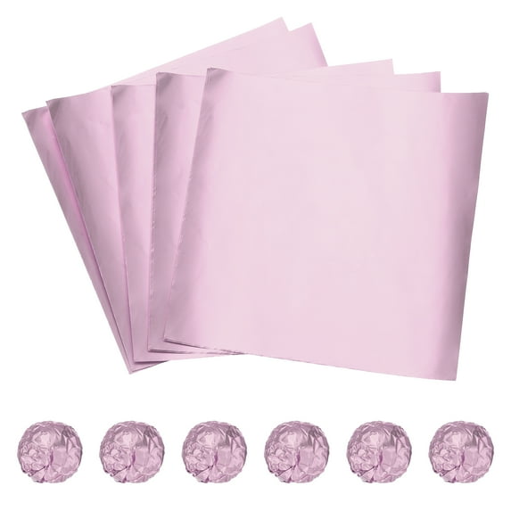 Uxcell 100 Pcs 6 x 6 Inch Square Aluminum Foil Candy Wrappers, Light Pink