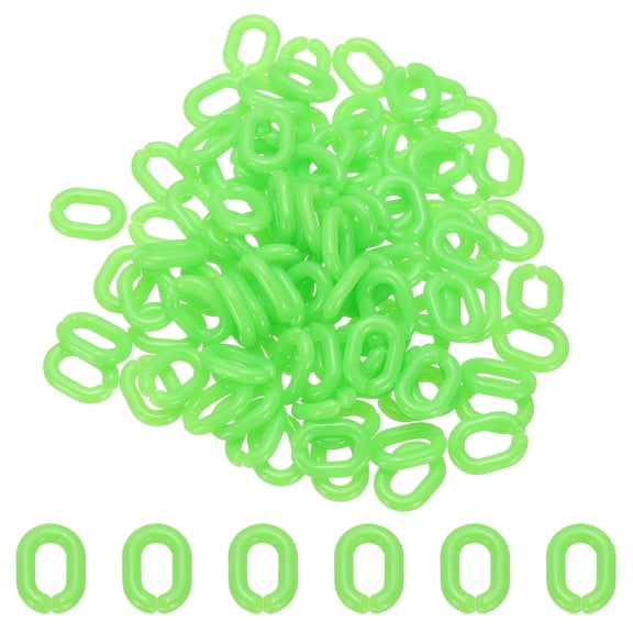 Uxcell 100 Pcs Acrylic Linking Rings, 20mm Oval Linking Chain Quick Link Open Connectors for Chain Making Jewelry Bracelet Necklace Bags DIY Craft Accessory, Bright Green