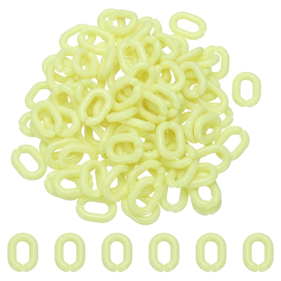 Uxcell 100 Pcs Acrylic Linking Rings, 20mm Oval Linking Chain Quick Link Open Connectors for Chain Making Jewelry Bracelet Necklace Bags DIY Craft Accessory, Fluorescent Yellow