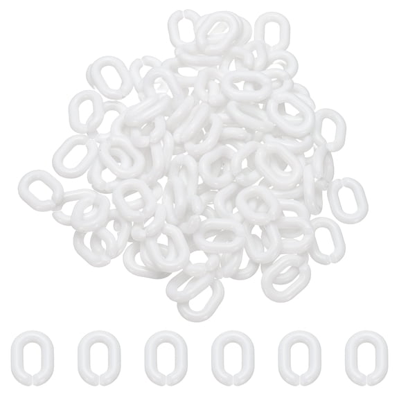 Uxcell 100 Pcs Acrylic Linking Rings, 20mm Oval Linking Chain Quick Link Open Connectors for Chain Making Jewelry Bracelet Necklace Bags DIY Craft Accessory, White