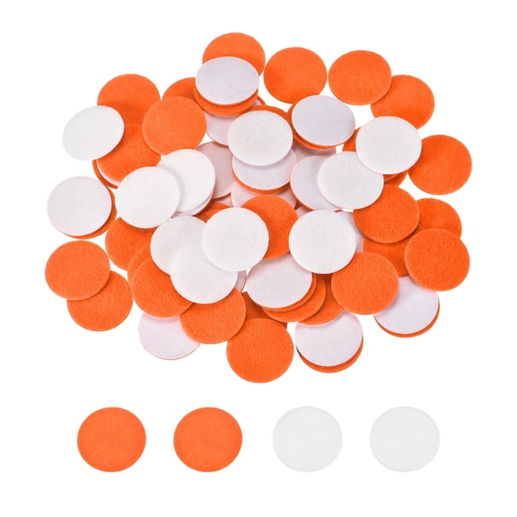 Uxcell 100 Pcs Adhesive Felt Circles, 15mm 9/16" Round Pre Cut Craft Circle Stickers Self-Adhesive Felt Fabric Pads for DIY Projects Sewing Handcraft, Orange/White