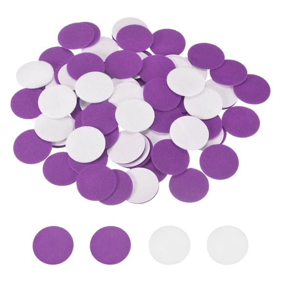 Uxcell 100 Pcs Adhesive Felt Circles, 25mm 1" Round Pre Cut Craft Circle Stickers Self-Adhesive Felt Fabric Pads for DIY Projects Sewing Handcraft, Light Purple/White