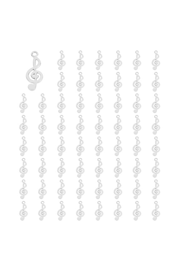 100 Pcs Alloy Musical Note Charm,Light Silver, 1 x 0.4 Inch