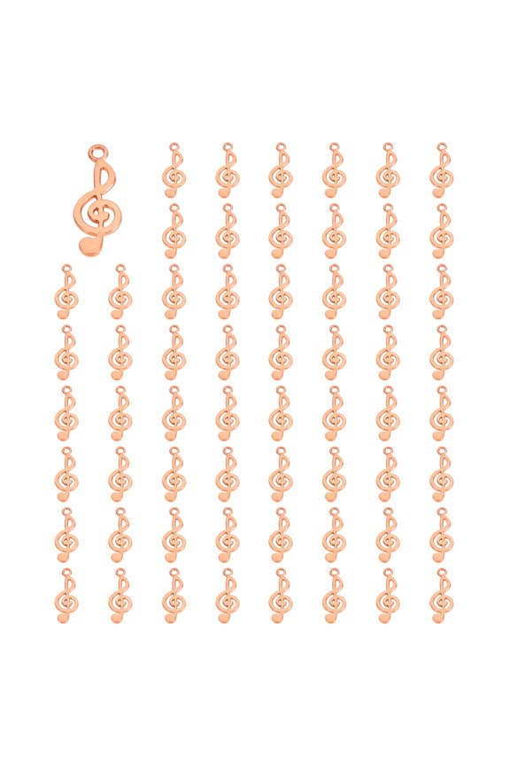 100 Pcs Alloy Musical Note Charm,Rose Gold, 1 x 0.4 Inch