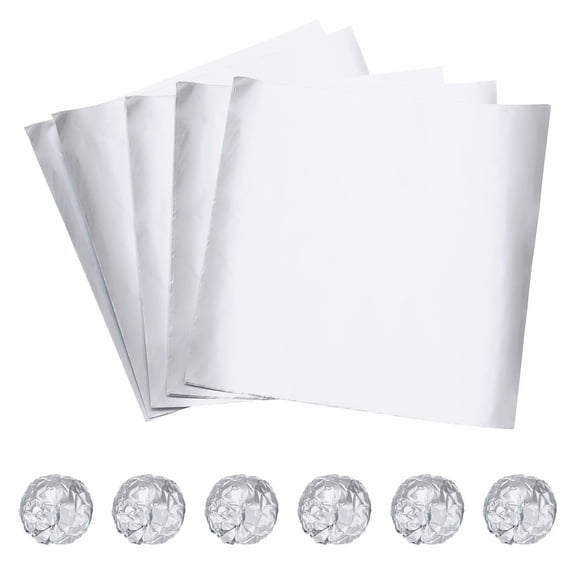 Uxcell 100 Pcs Aluminum Foil Candy Wrappers, 4 x 4 Inch Square Chocolate Wrappers, Glossy Texture Packaging Wrapping Papers for Caramel Candies Decoration, Silver Tone