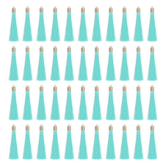 Uxcell 100 Pcs Bookmark Tassels with Gold Cap 2.4" Tassels for DIY Bright Green