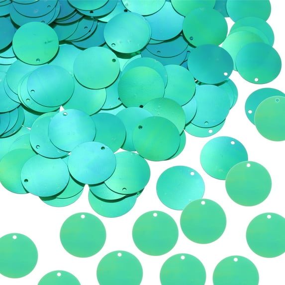 Uxcell 100 Pcs Flat Round Sequins 25mm/1 Inch Loose Paillettes Craft Sewing Sequins with Single Side Hole for DIY Embroidery Clothing Jewelry Making, AB Dark Green