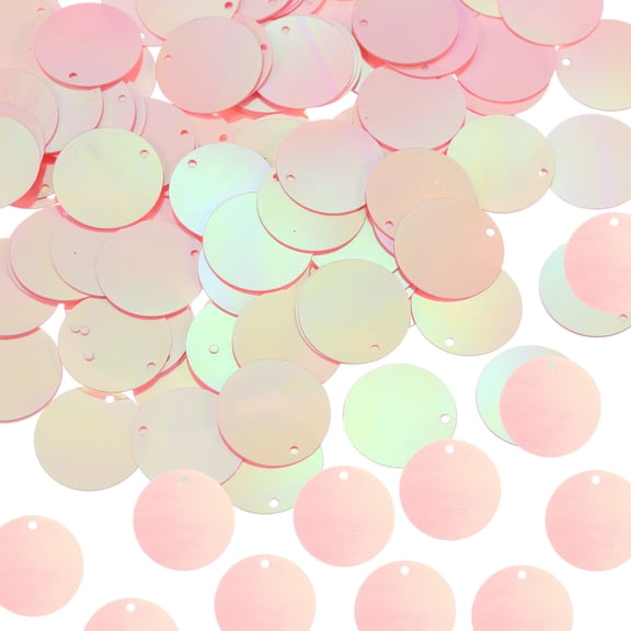Uxcell 100 Pcs Flat Round Sequins 25mm/1 Inch Loose Paillettes Craft Sewing Sequins with Single Side Hole for DIY Embroidery Clothing Jewelry Making, AB Dark Pink