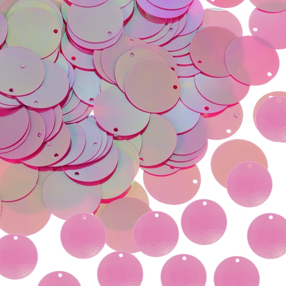 Uxcell 100 Pcs Flat Round Sequins 25mm/1 Inch Loose Paillettes Craft Sewing Sequins with Single Side Hole for DIY Embroidery Clothing Jewelry Making, AB Rose Red